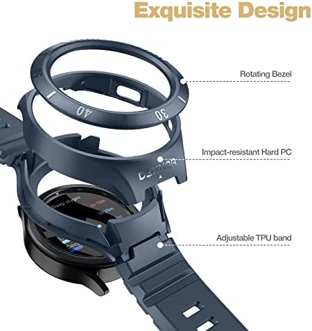Dexnor for Galaxy Watch 4 להקה קלאסית עם Case 46 ממ, [להקה מתכווננת מובנית & לוחית מוגבהת] כיסוי אטום